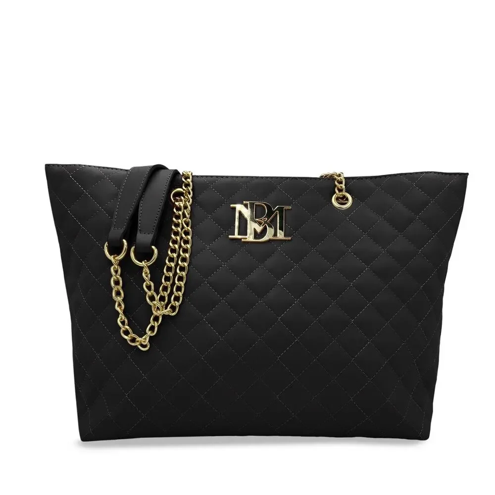 Badgley Mischka Large Quilted Tote MSRP $129 NWT Black Vegan Leather